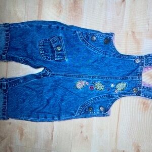 Vtg Faded Glory baby Girls 6-9 months denim overall pocket
